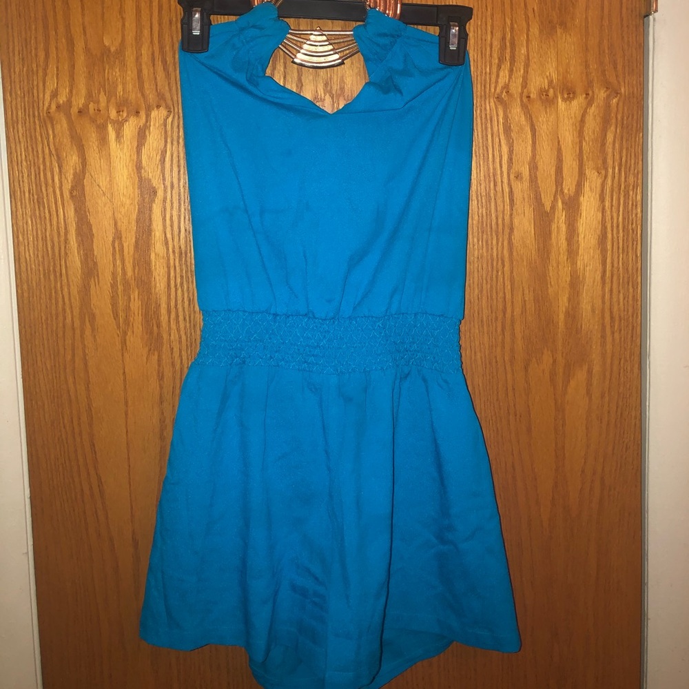 bebe blue shorts romper💙